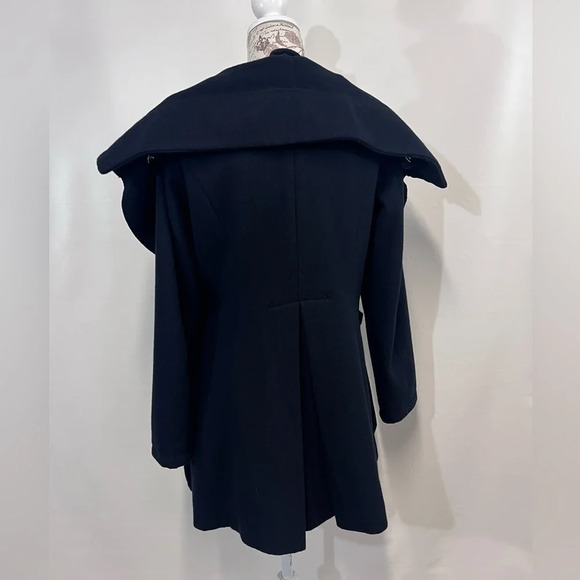 🛍️KATHERINE BARCLAY “Unique” Black Wool blend Frock/coat size S. - Picture 6 of 14